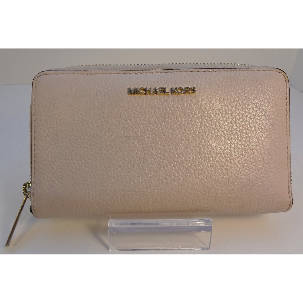 Michael Kors Jet Set Travel‎ Continental Wallet Blush Pebbled Leather Zip Around